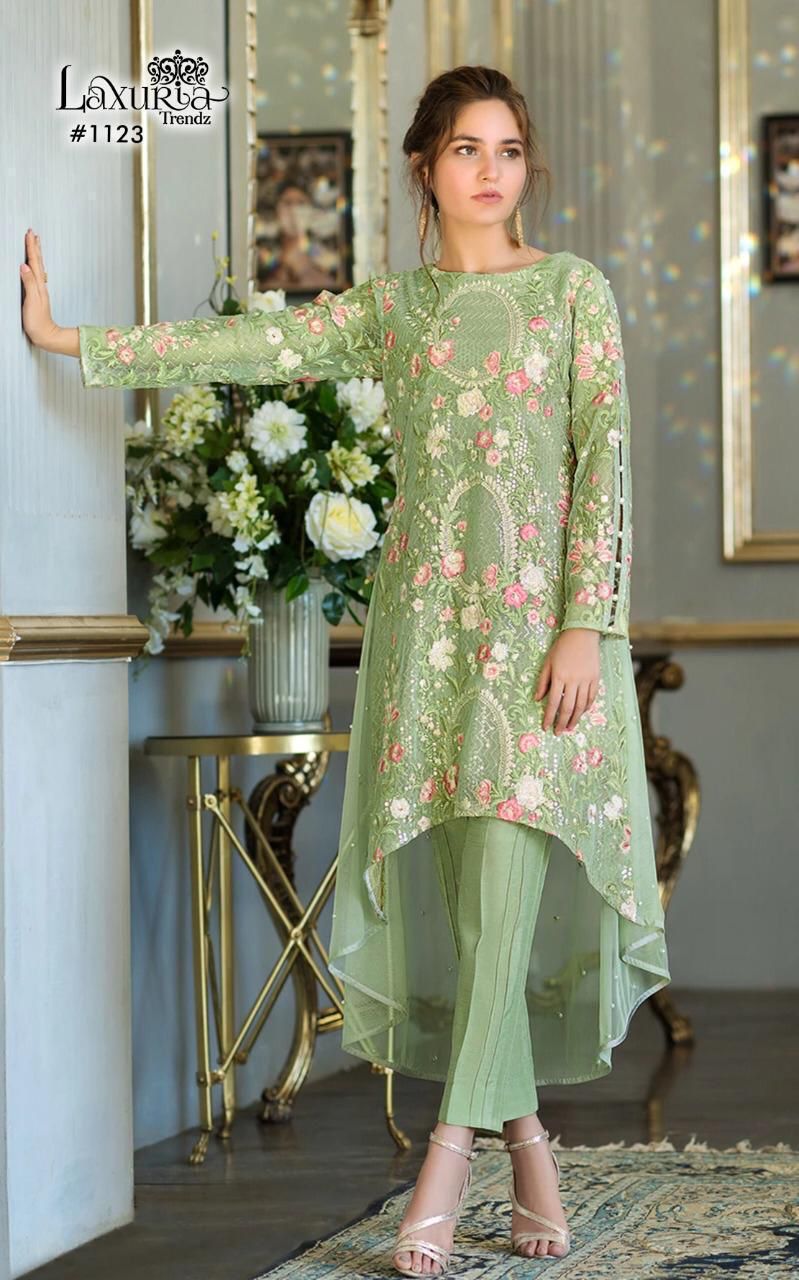Laxuria Trendz 1123 Georgette Festive Wear Fancy Top With Bottom Collection